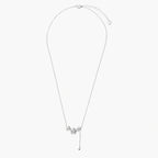 White gold plated Y-shaped necklace with three dimensional flower charms and adjustable drop pendant