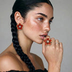 Ruby Bloom Stud Earrings